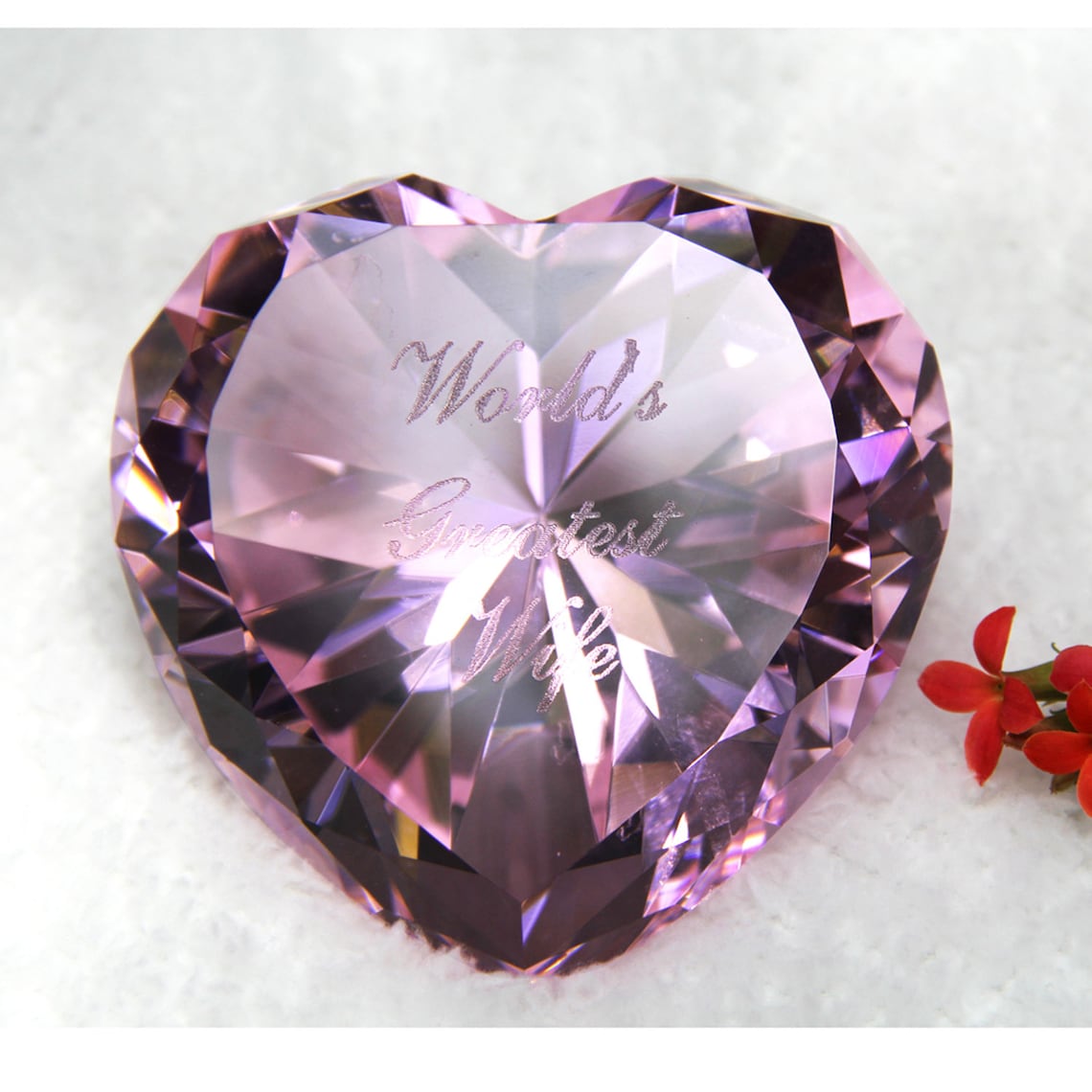 Personalized Engraved Crystal Heart Diamond Paperweight With Etsy