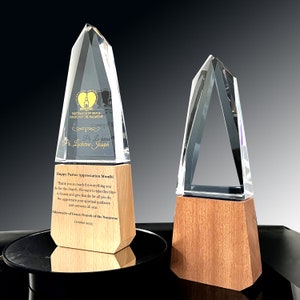 Personalized Crystal Award, Trophy, Unique Gift for Manager ,Staff, Plaque,  Excellence, Customization, Employee of month,for Recognition,