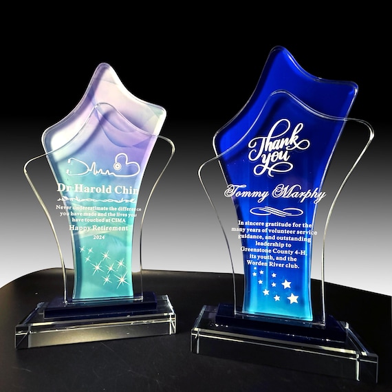 Custom Crystal Trophy Award - Personalized Engraved Plaque For Employee Recognition, Retirement & Gifts