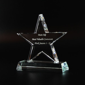 Employee of The Year Award,4'' Crystal Star,Personalized,Glass Award Corporate Trophy Award ,Glass Trophy,Crystal Award,Crystal Trophy,