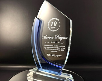 Personalized Crystal Employee Award: Laser Engraved Retirement Gift