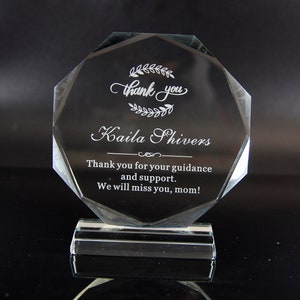 Personalized Crystal Employee Award,Retirement Appreciation, for Manager, Staff ,Retirement Award with Laser Engraving,5 inches ,Thank you image 6