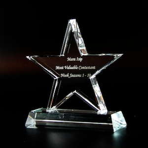 4 3/4 inches Crystal Star,Glass Award Corporate Trophy Award ,Glass Trophy, Crystal Award, Crystal Trophy,Retirement Award,Employee  Award