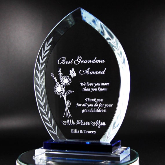 Personalized Glass Award: Engraved Crystal Retirement Gift (8x5 inches)