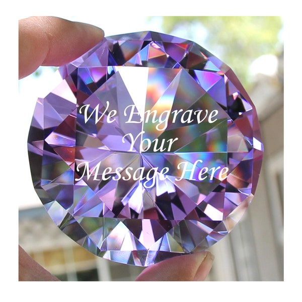 Personalized PaperWeight,Laser Engraved Glass Diamond, Anniversary Gifts,Gift for Mom ,Grandmother,