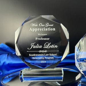 Personalized Crystal Employee Award,Retirement Appreciation, for Manager, Staff ,Retirement Award with Laser Engraving,5 inches ,Thank you image 2