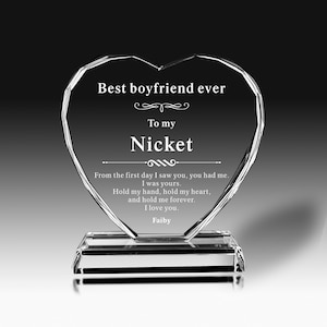 Personalized 5 inches Heart, Engraved Glass Award ,Corporate Trophy Award,Company Awards Ceremony, Gifts For Mom,Manager