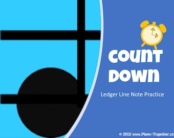 Countdown Ledger Lines  - Learn Treble and Bass Ledger Line Notes with a PowerPoint Game (Great for Online/Zoom Music Lessons)