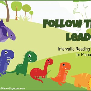 Follow The Leader - Practice intervallic piano music reading with a PowerPoint activity (Great for Online/Zoom Music Lessons)