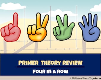 Four In A Row - Primer Theory Review  (PowerPoint / Google Slides) - Great for Online/Zoom Music Lessons