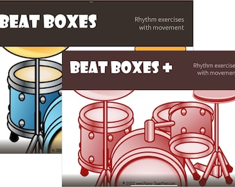 Beat Boxes Bundle - Practice music rhythms with 2 PowerPoint Games (Great for Online/Zoom Music Lessons)