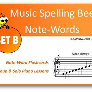 Music Spelling Bee Pack - SET B (Learn treble/bass clef notes with these music theory games)