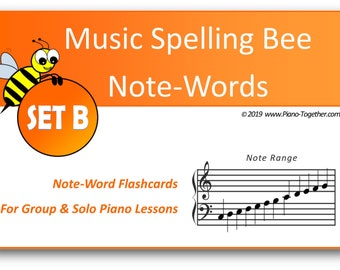 Music Spelling Bee Pack - SET B (Learn treble/bass clef notes with these music theory games)