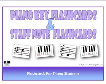 Piano Key Flashcards  and Staff Note Flashcards