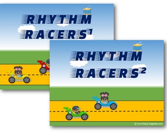 Rhythm Racers Bundle  - 2 PowerPoint Rhythm Practice Games (Great for Online/Zoom Music Lessons)