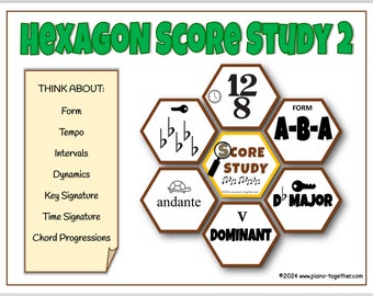 Printable Intermediate Hexagon Music Score Study Activity