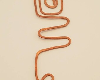 Hammered Copper Wire Bookmark, 7th Anniversary,  Accessory, Reader's Gift (Hand-Shaped, Mound Builder-Style)