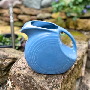Fiesta Disc Water Jug Pitcher HLC USA Blue Original Vintage 1940s - 1950s Mid Century Ceramic Pottery Tableware