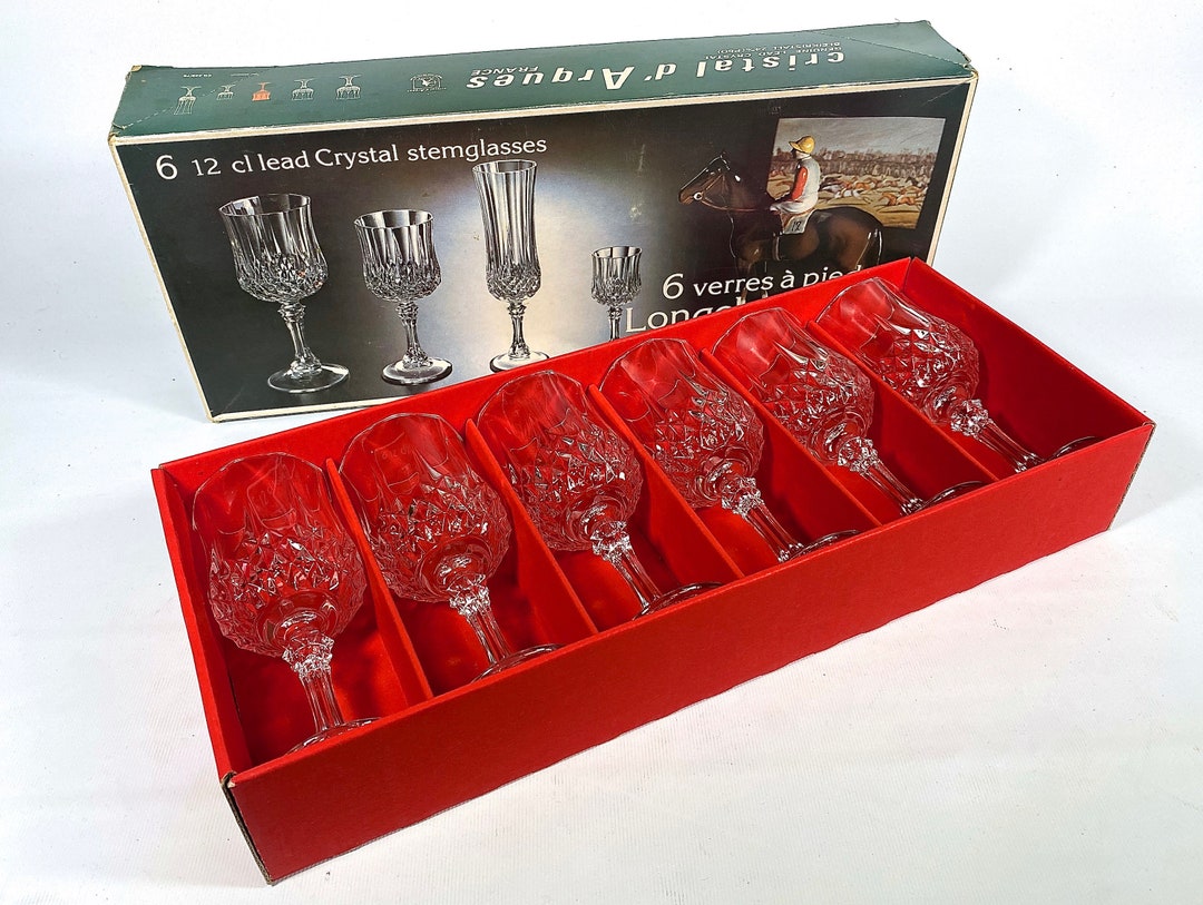 Lead Crystal Wine Glasses Vintage Longchamp No 5 Cristal D Etsy