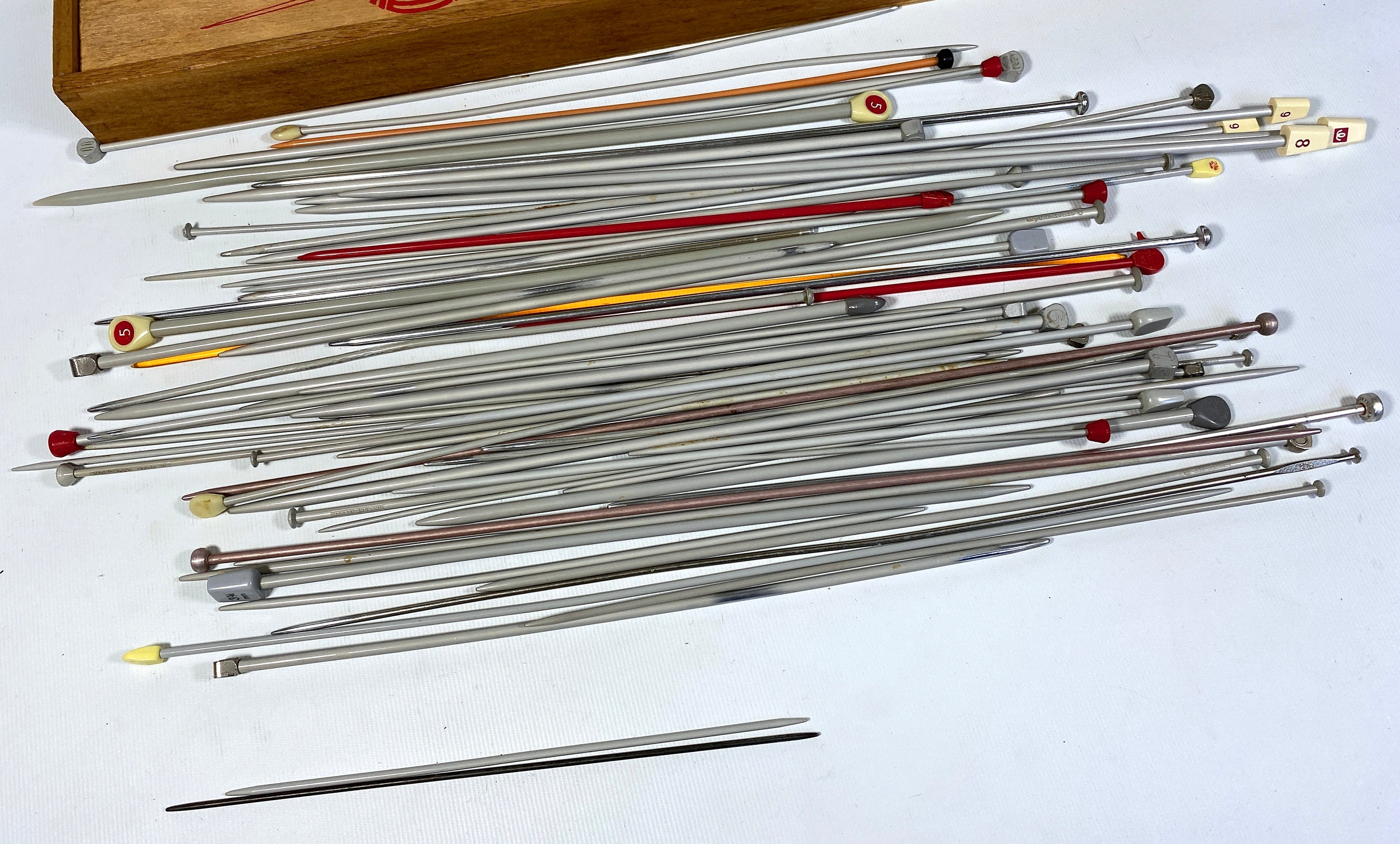 Vintage Wooden German Knitting Needle Case and Large Quantity Etsy