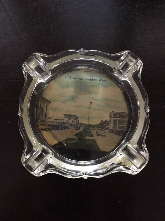 Gulfport Mississippi Vintage 1940/'s Souveneir Glass Ashtray