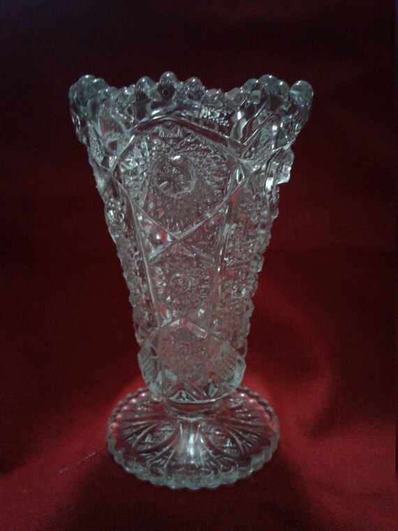 Vintage Cut Glass Vase Imperial Glass Company Etsy