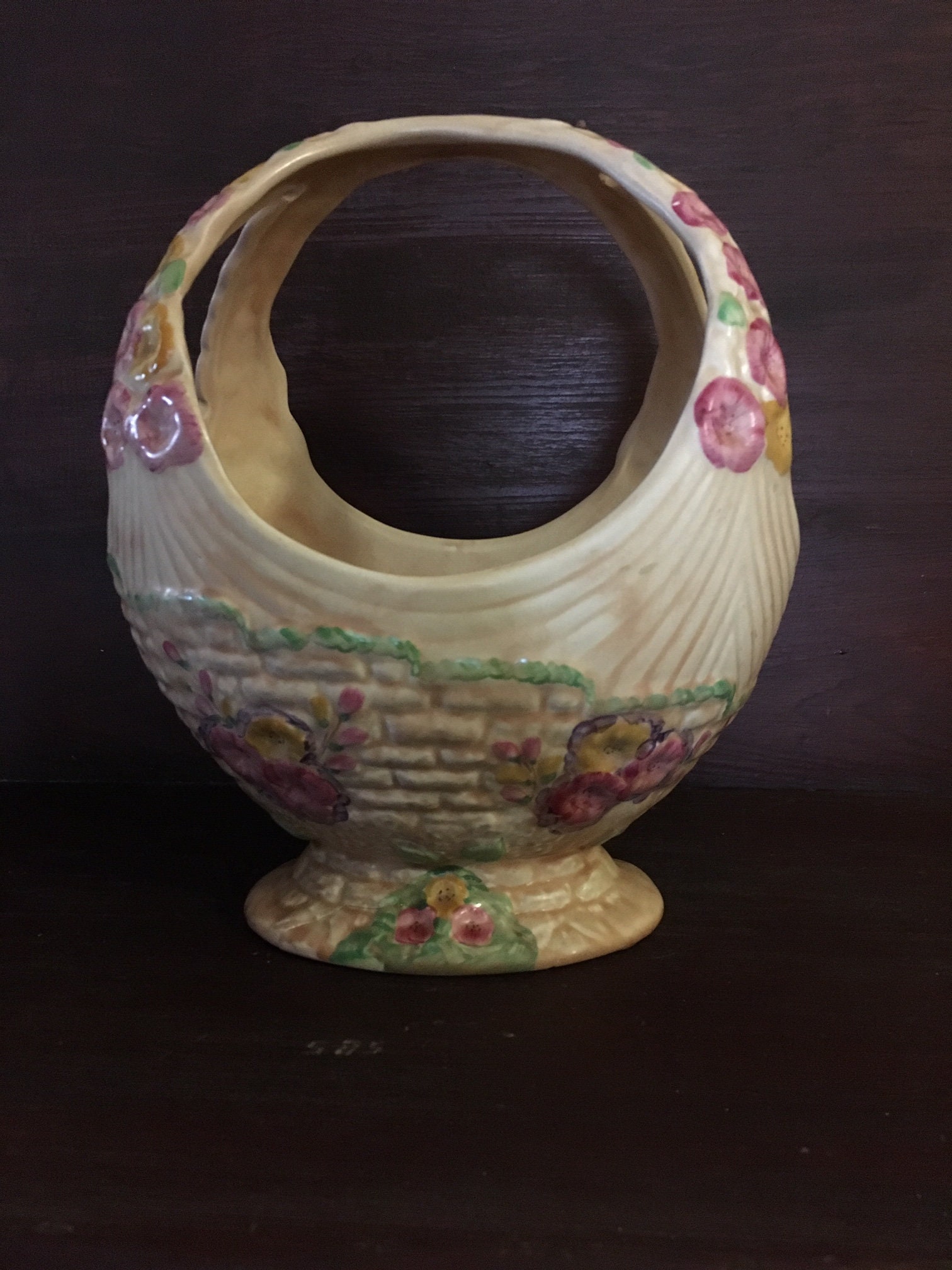 Vintage Ceramic Basket by Arthur Wood Garden Wall Made in Etsy