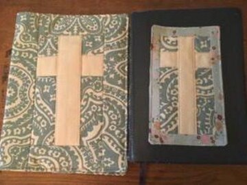 Handcrafted Quilted Fabric Bible Cover and Coordinating Bookmark / Custom Sizing Available