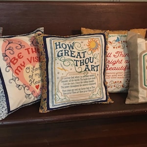 Hymnal Pillows - All Things Bright… - Oh Come and Let Us Sing… - Amazing Grace - Holy, Holy, Holy - How Great Thou Art -  Be Thou My Vision