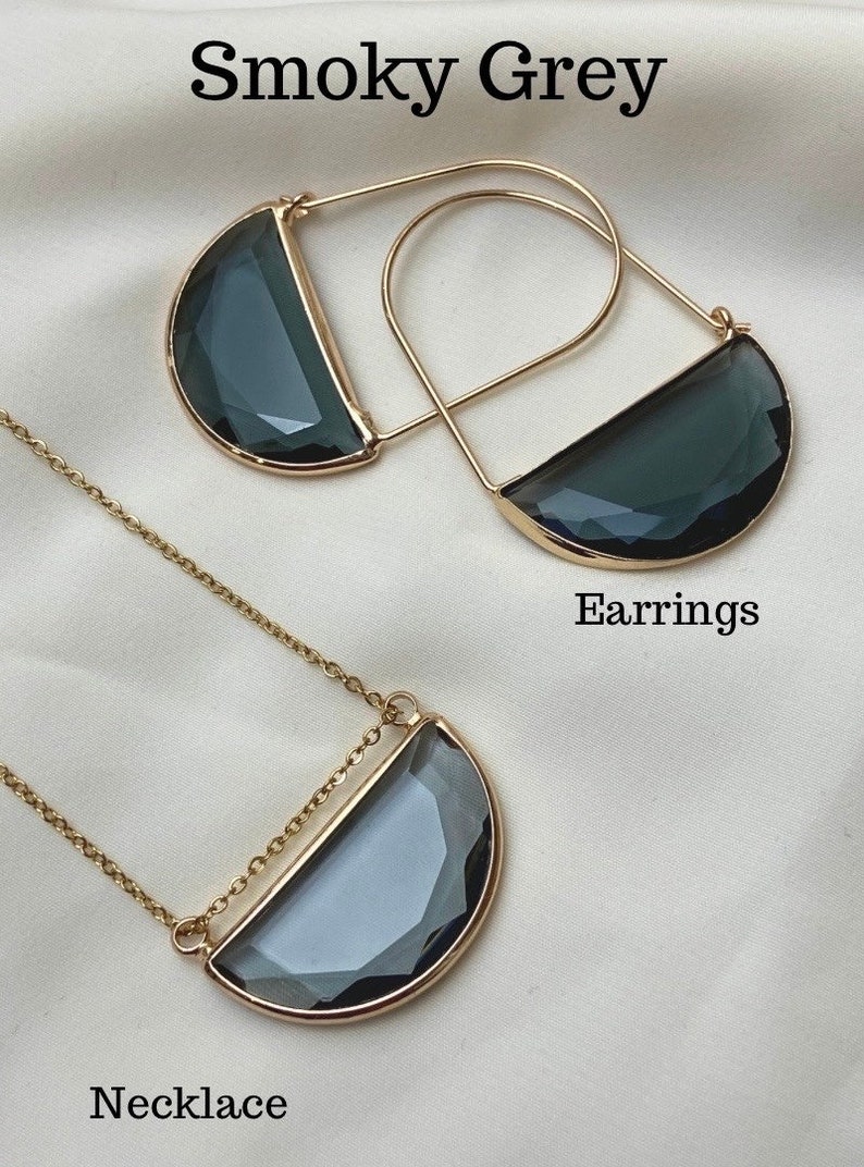 24k Gold Plated Earrings, Glass Minimalist Emerald Green Earrings, Clear Transparent Glass Earrings, Simple Earrings, Gift for Her image 9