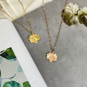 Maple Leaf Necklace, Delicate Rose Gold Necklace, Fall Forest Necklace, Plant Necklace, Minimalist Necklace, Christmas Gift for Her