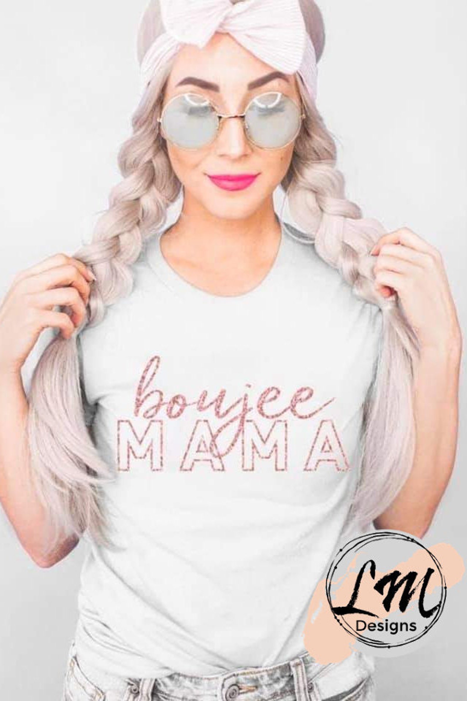 Boujee MAMA Text in a Shimmer Pink Screen Print on a Shirt of - Etsy