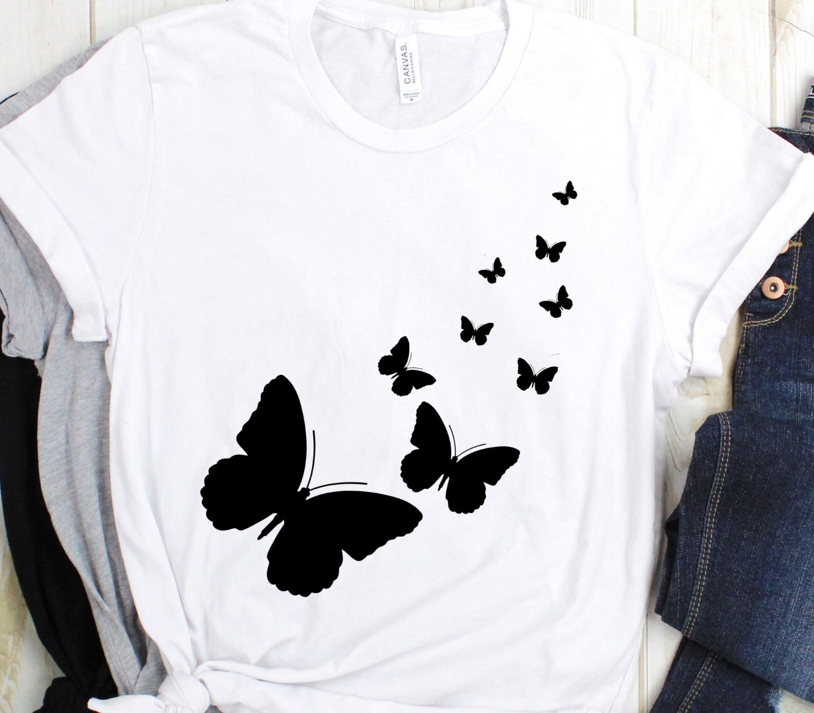 Multiple Butterfly Tshirt Cute Women's Butterfly Shirt Etsy