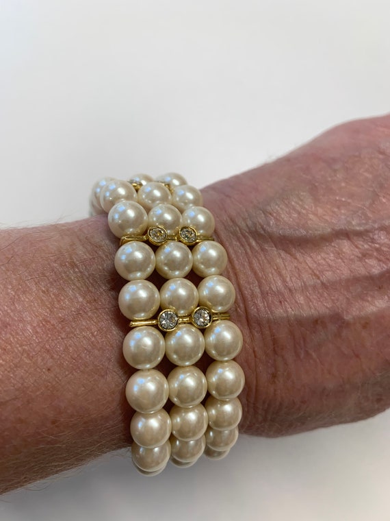 Vintage Pearl and Rhinestone Bracelet