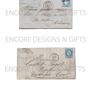 Efímeras digitales, cartas manuscritas antiguas, letras francesas, regalos de EncoreDesignsNGifts (juego de 2)