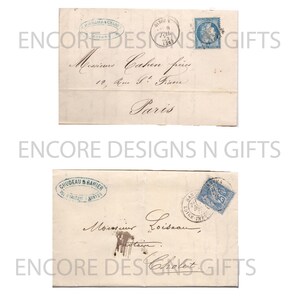 Efímeras digitales, cartas manuscritas antiguas, cartas francesas, EncoreDesignsNGifts