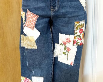 Upcycled Jeans, Patchwork Jeans, Boho Jeans
