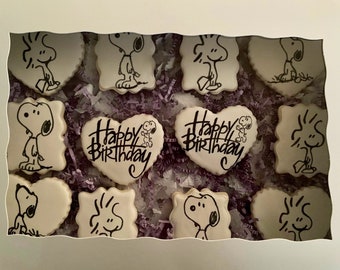 Snoopy Birthday inspired sugar cookies