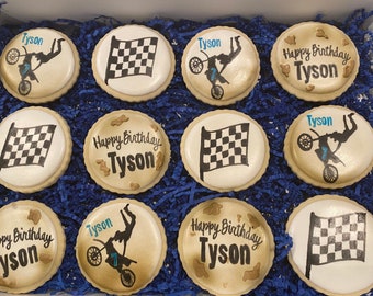 Dirt Bike inspired sugar cookies