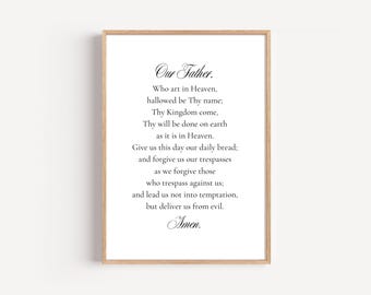 Our Father Prayer Printable Wall Art, The Lord's Prayer, Digital Download, Poster, Scripture Wall Art, Catholic Christian Art, Home Decor