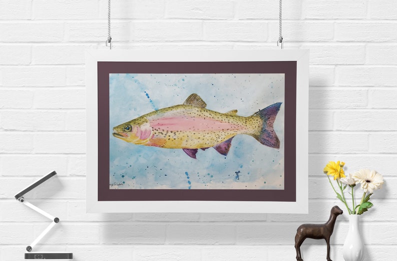 Rainbow Trout Watercolor Print, Rainbow Trout Giclee Print, Fish Painting, Fish Print image 1