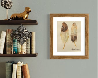 Adler Feder Print | Adler Aquarell | Feder Druck | Feder Aquarell | Vogel Druck | Vogel Aquarell | Natur Print