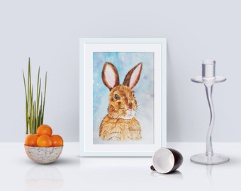 Snow Bunny Rabbit Watercolor Painting - Watercolor Rabbit - Bunny Watercolor- Bunny Painting