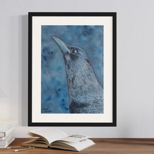 Stampa giclée di corvo / Arte di uccelli ad acquerello / Stampa di animali selvatici / Decorazione della natura / Decorazione della fauna selvatica simbolica / Decorazione del corvo