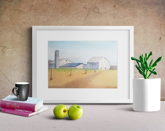 Pennsylvania Farm Watercolor Painting - Rural Landscape Watercolor Painting - Pennsylvania Farm Watercolor Print