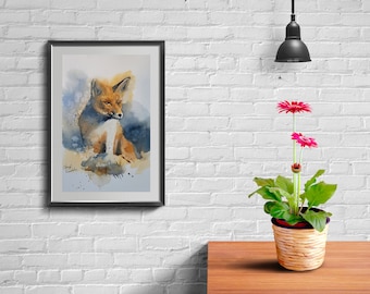 Fuchs Aquarell Druck, Fuchs Aquarell, Fuchs Giclée-Druck