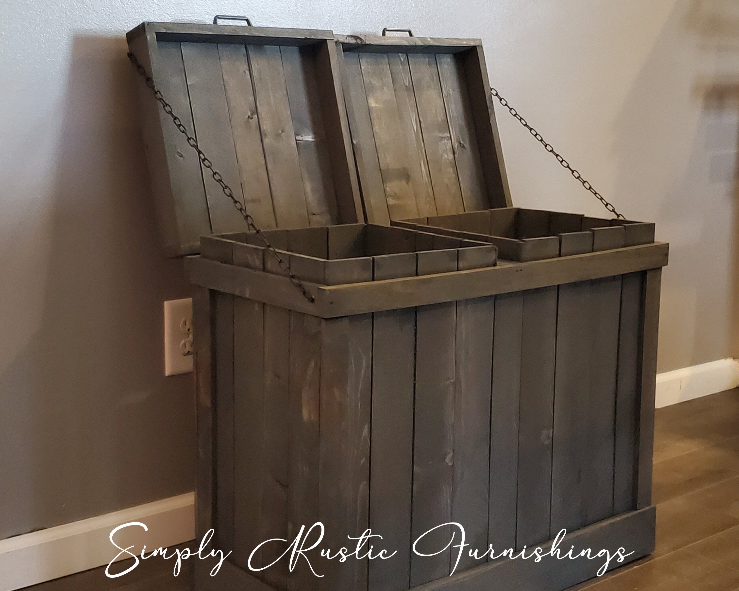 Double Laundry Hamper Wood Clothes Basket Wood Hamper Etsy