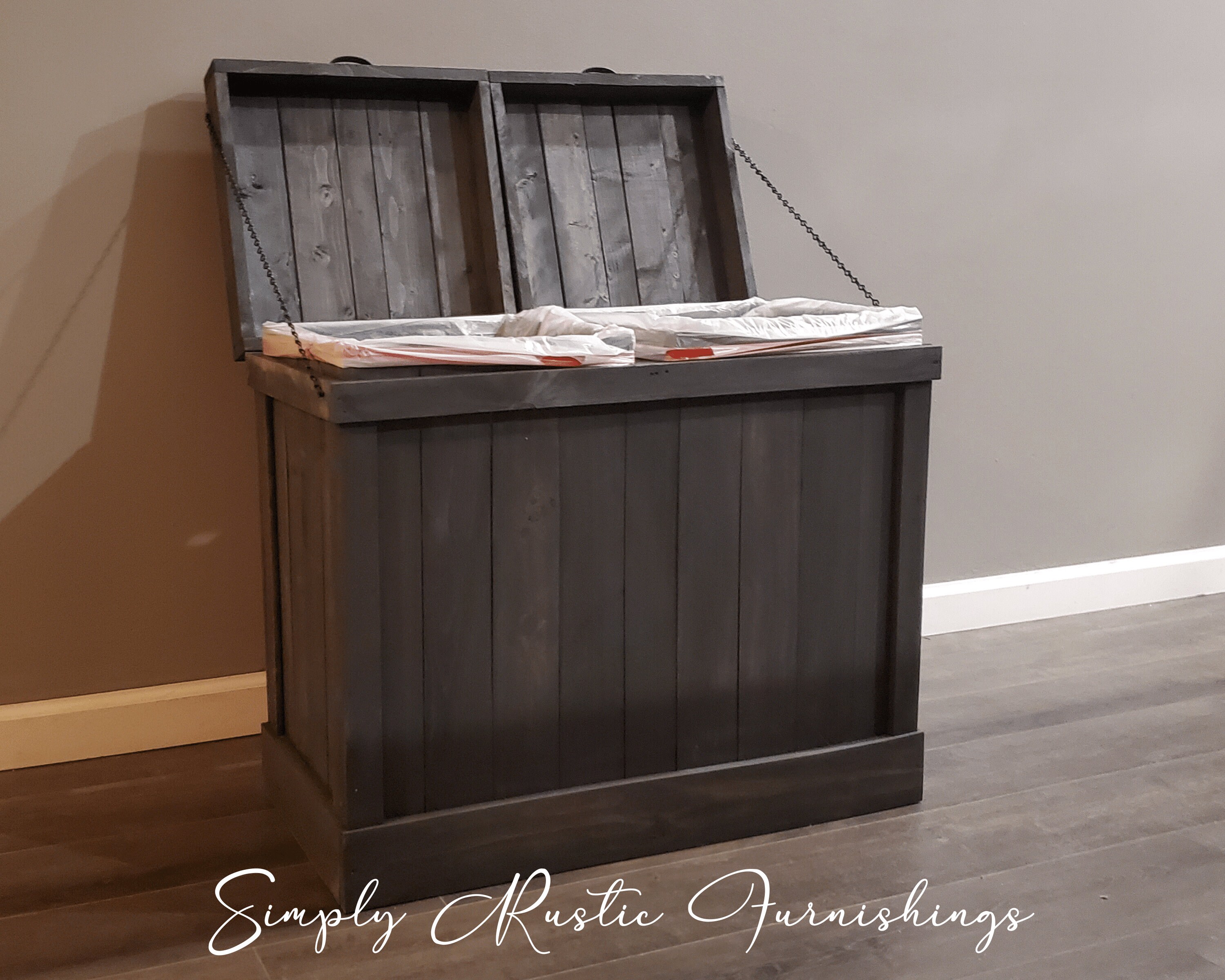 13 Gallon Double Wood Trash Can, Trash and Recycling Bin, Farmhouse Trash Bin, Double Trash Can, Kitchen Trash Can, Rustic Trash Can Storage