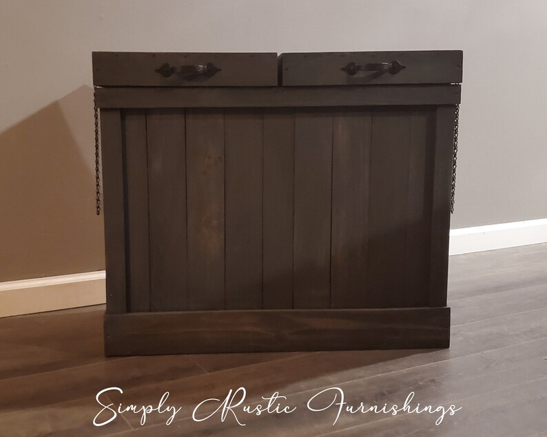 13 Gallon Double Wood Trash Can Trash and Recycling Bin Etsy