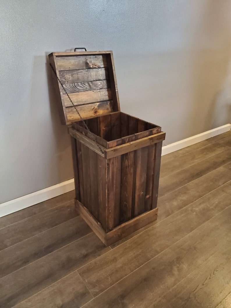 Kitchen Garbage Can Wood Garbage Can Dog Proof Trash Bin Etsy